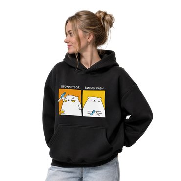 Oversized hoodie ORNER x MALIUNOK Coffeeholic black: photo 2 - ORNER