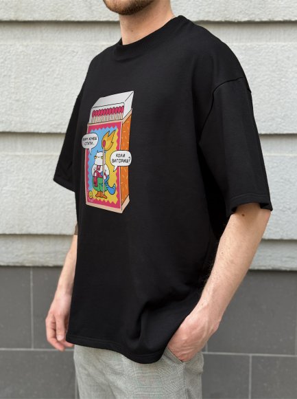 Oversized T-shirt ORNER x Maliunok "You’ll burn out" black: Photo