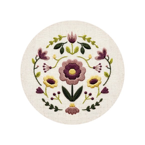 Набор для вышивания Ø160 мм «Цветочная симметрия»: Фото