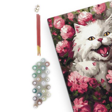 Картина по номерам «Кошечка среди цветов»: Фото - ORNER