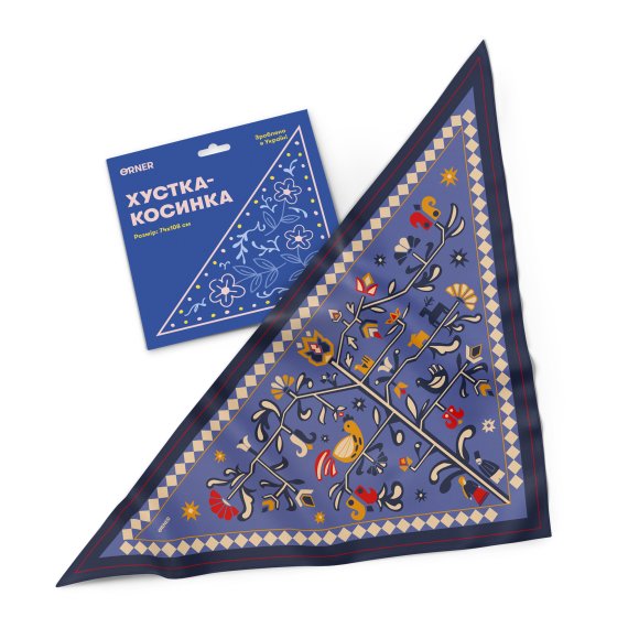 Хустка-косинка «Дерево життя» блакитна: Фото