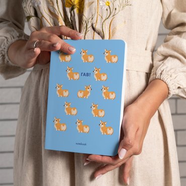 Блокнот в клетку «Гав! Корги» синий: Фото - ORNER