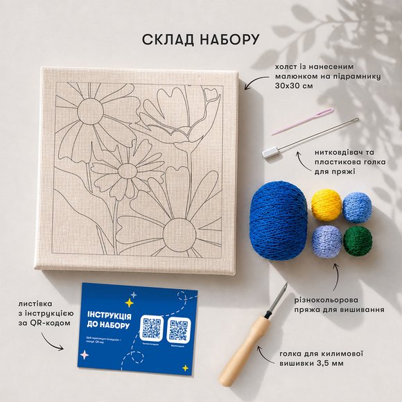 Punch needle kit "Blue Flowers": Photo
