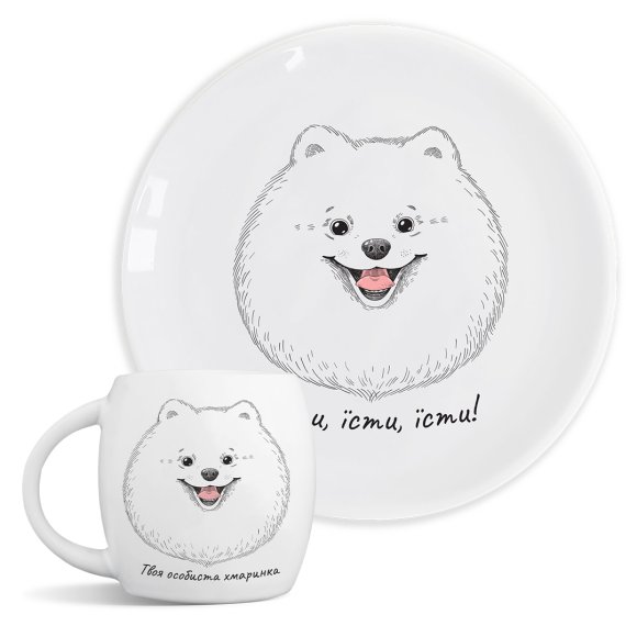 Тарелка и чашка «Шпиц»: Фото