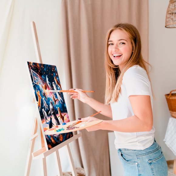 Картина по номерам «Коты-баскетболисты в космосе»: Фото