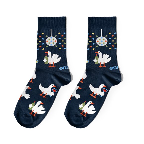 Носки «Гуси-винолюбы» тёмно-синие: Фото