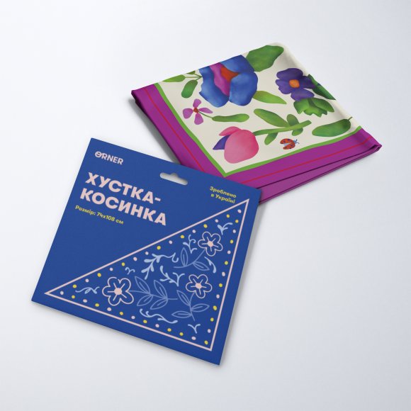 Хустка-косинка «Квіти» бежева: Фото