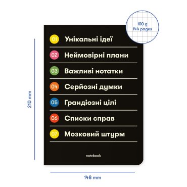Блокнот в клетку «Важные заметки» чёрный: фото 2 - ORNER