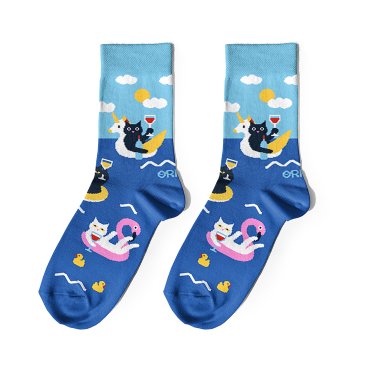 Носки «Коты и вино на море»: фото - ORNER