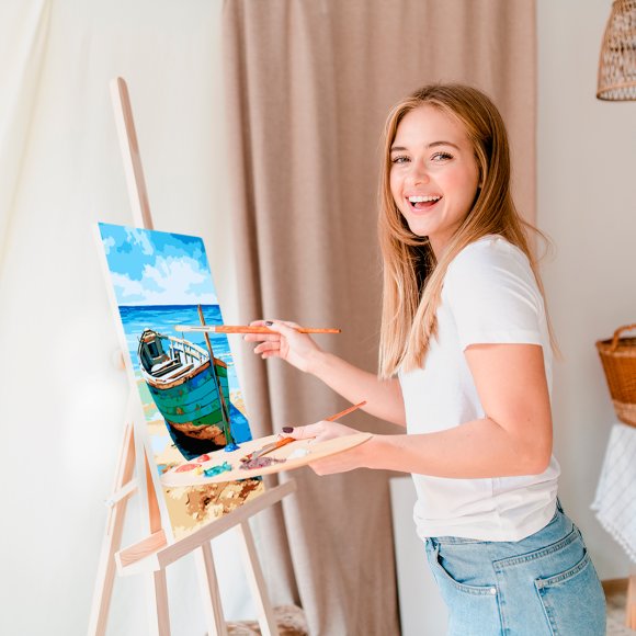 Картина по номерам «Лодка на песчаном берегу»: Фото