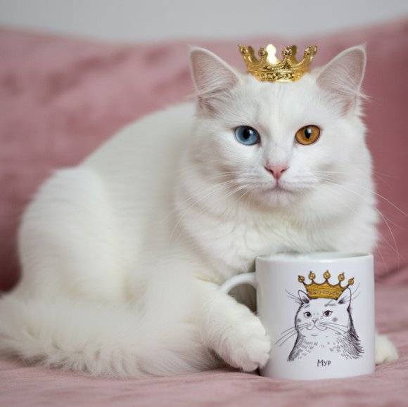 Cup Cat in a crown: Photo