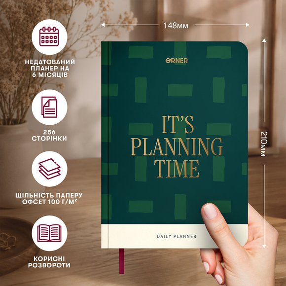 Daily planner "It’s planning time" green: Photo