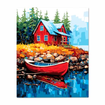 Painting by numbers Country landscape: photo - ORNER