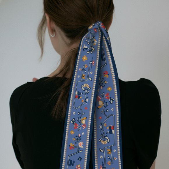Twilly Scarf "Tree of Life" blue: Photo
