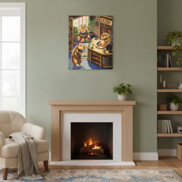 Алмазная мозаика «Капибары в книжном магазине»: Фото - ORNER