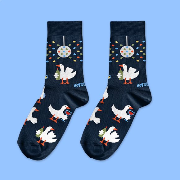 Носки «Гуси-винолюбы» тёмно-синие: Фото