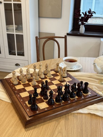 Dark brown wooden chess: Photo