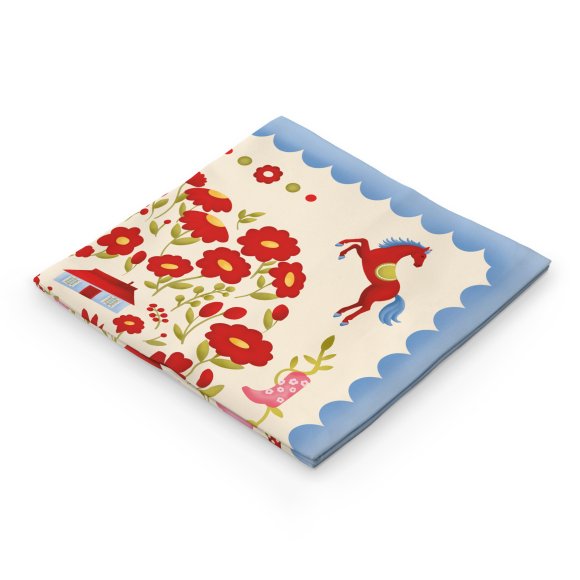 Scarf "House Among Flowers" red: Photo