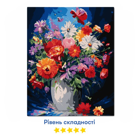Painting by numbers "Bouquet of magic flowers": Photo