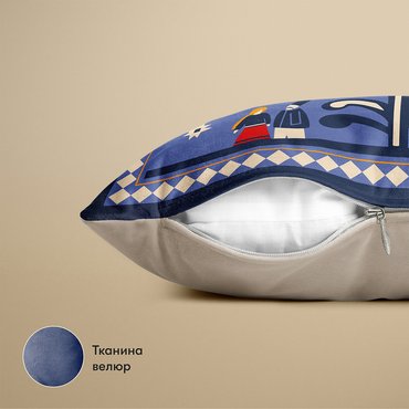 Подушка велюровая «Дерево жизни» голубая: Фото - ORNER