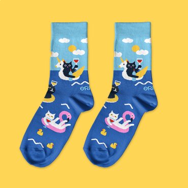 Носки «Коты и вино на море»: фото 2 - ORNER