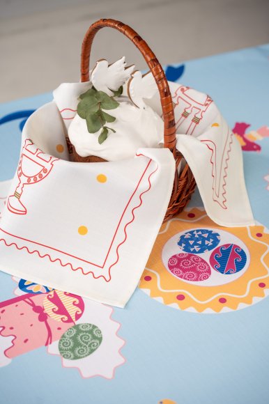 Tablecloth "Easter Basket" blue 130x170: Photo