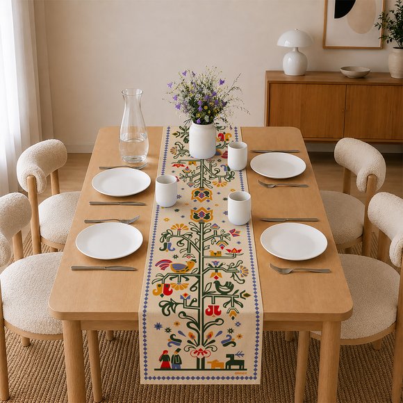 Runner "Tree of Life" beige: Photo