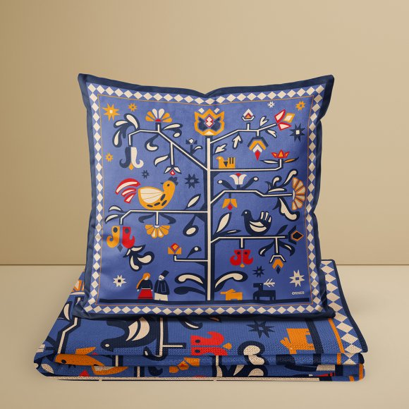 Подушка «Дерево життя» блакитна: Фото