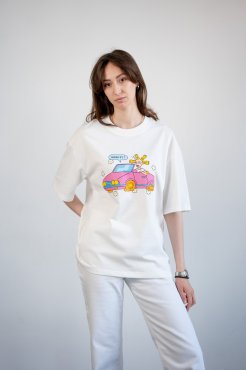 Футболка оверсайз ORNER х Maliunok «Вывезу» молочная: Фото - ORNER