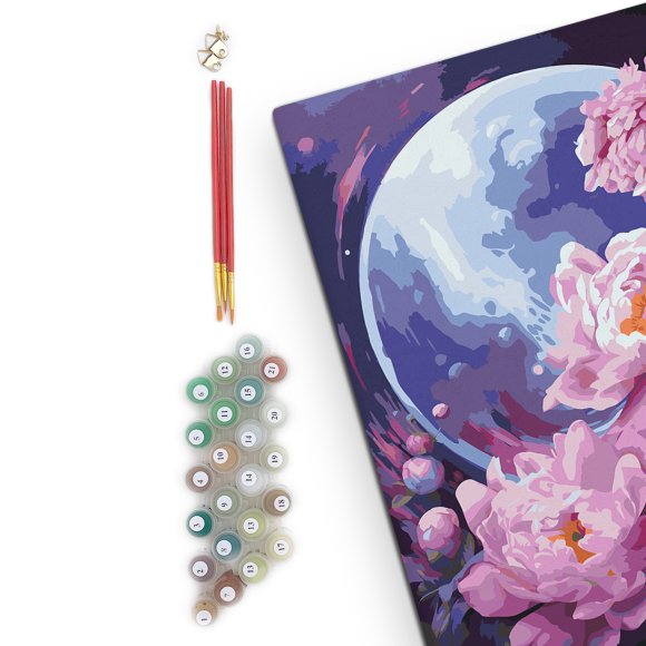 Painting by numbers "Peonies in the moonlight": Photo
