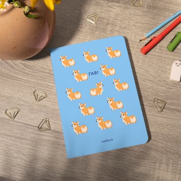 Блокнот в клетку «Гав! Корги» синий: Фото - ORNER