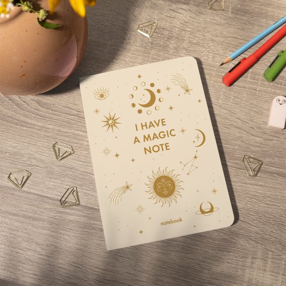 Блокнот в клетку «I HAVE A MAGIC NOTE» бежевый: Фото