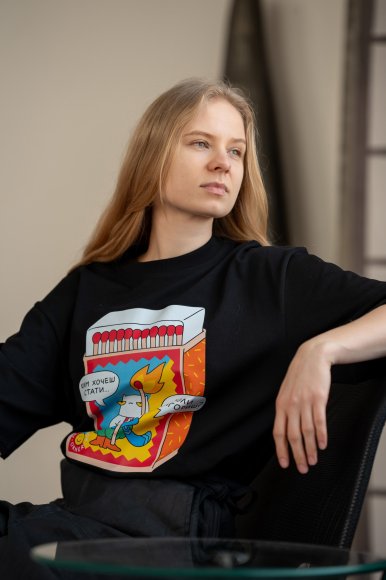 Oversized T-shirt ORNER x Maliunok "You’ll burn out" black: Photo