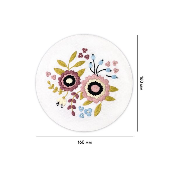 Embroidery kit Ø160 mm "Pastel flowers": Photo
