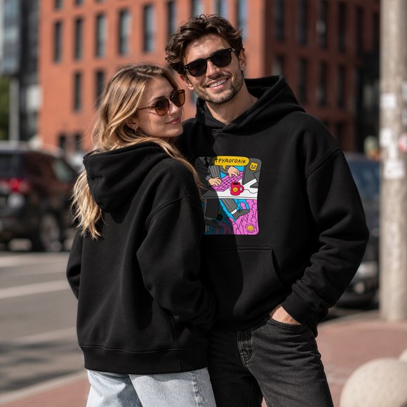 Oversized hoodie ORNER x MALIUNOK "Workaholic" black: Photo