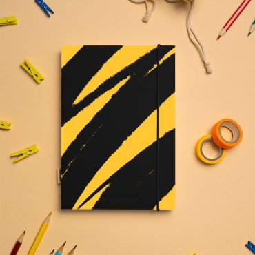 Скетчбук «Штрихи гуаши диагональные» желто-черный: Фото - ORNER