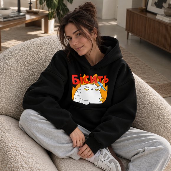 Oversized hoodie ORNER x MALIUNOK "Annoyed" black: Photo