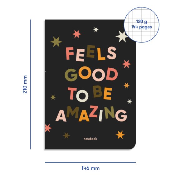 Блокнот в клетку Feels Good черный: Фото