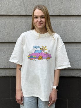 Футболка оверсайз ORNER х Maliunok «Вывезу» молочная: Фото - ORNER