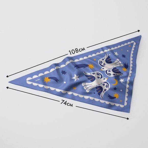 Хустка-косинка «Птахи на зоряному небі» блакитна: Фото