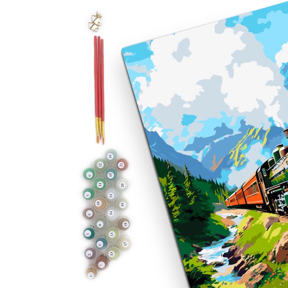 Картина по номерам «Поезд в горах»: Фото