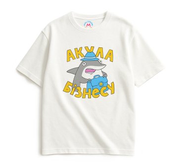 Футболка оверсайз ORNER х Maliunok «Акула бізнесу» молочна: фото - ORNER