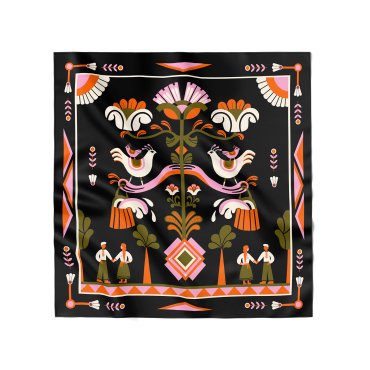 Платок «Древо рода» черный: фото - ORNER