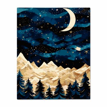 Painting by numbers Starry night in the mountains: photo - ORNER