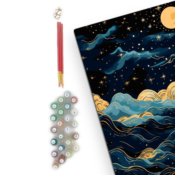 Painting by numbers "Mountains and stars. Abstraction": Photo