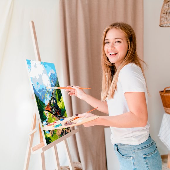 Картина по номерам «Поезд в горах»: Фото