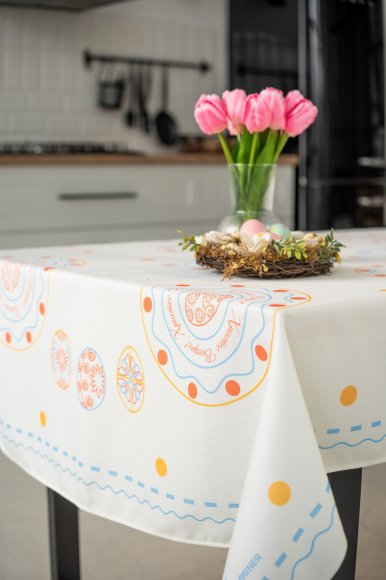 Tablecloth "Easter Moments" light blue 130x170: Photo