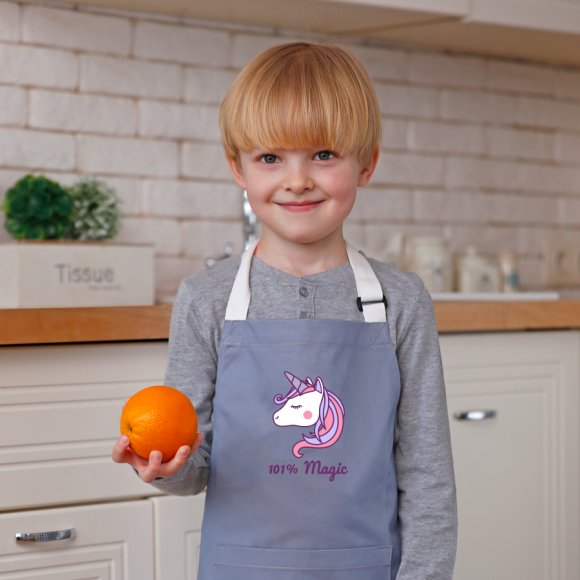 Фартук детский «Единорог» серый: Фото