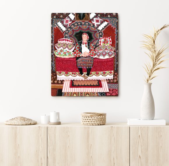 Painting by numbers ORNER x InnaRuda "Granny with a cat": Photo