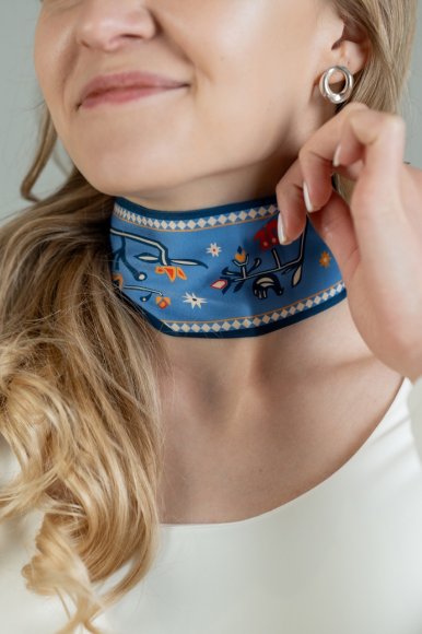 Twilly Scarf "Tree of Life" blue: Photo